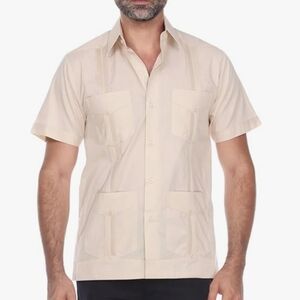 Mojito Men's Tan Button Down Shirt Guayabera Sz 4X